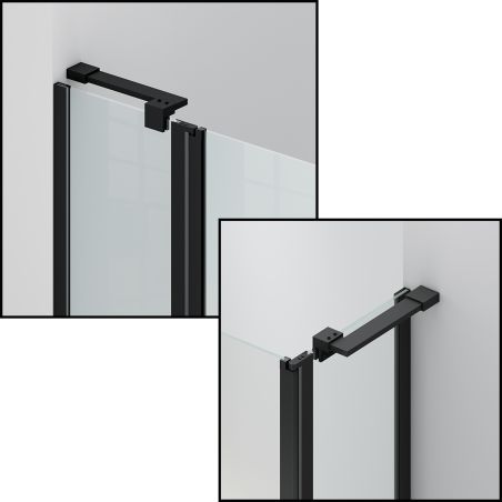 Cabina de dus, sticla securizata 6mm , Transparent, Negru, 2 usi Batante, dimensiuni: 80-90x120 cm, Axis