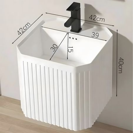 Lavoar, Negru Mat, Power Color, montaj suspendat, 42x42x40 cm, ceramica sanitara, Adele