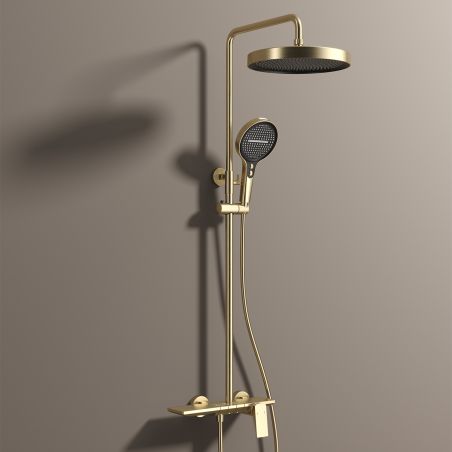 Sistem de dus si cada, Piano keys, suport obiecte, 3 functii, montaj pe perete, Auriu Mat, Bari