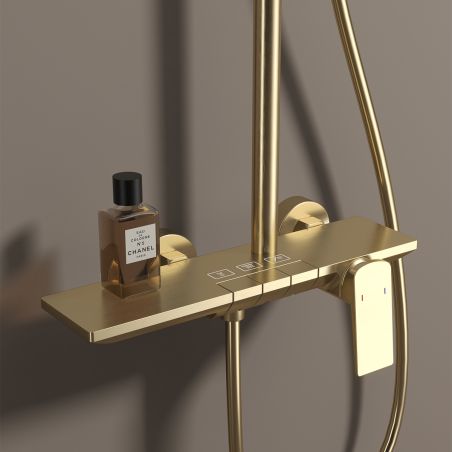 Sistem de dus si cada, Piano keys, suport obiecte, 3 functii, montaj pe perete, Auriu Mat, Bari