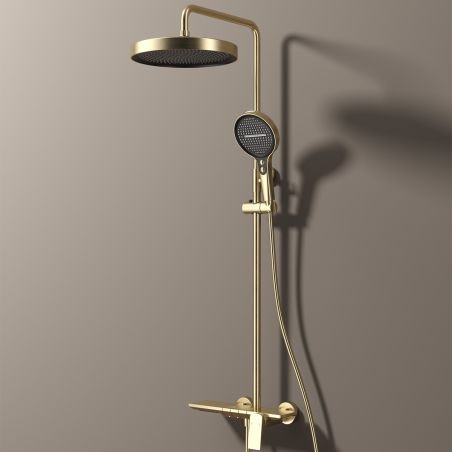 Sistem de dus si cada, Piano keys, suport obiecte, 3 functii, montaj pe perete, Auriu Mat, Bari