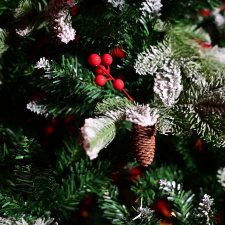 Brad de Craciun premium, ramuri 3D , Conuri, Boabe de Laur si zapada, 220 cm