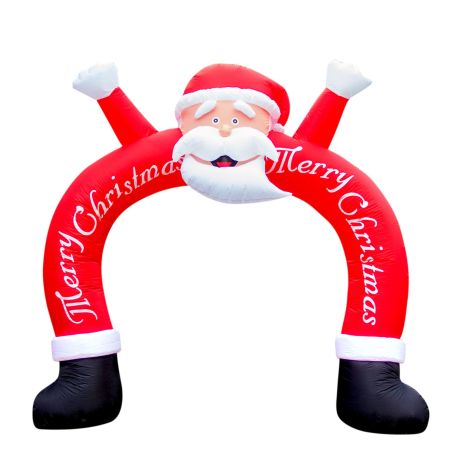 Figurina gonflabila cu pompa electrica inclusa, 240 cm inaltime, 3 Leduri decorative, Mos Craciun pergola poarta