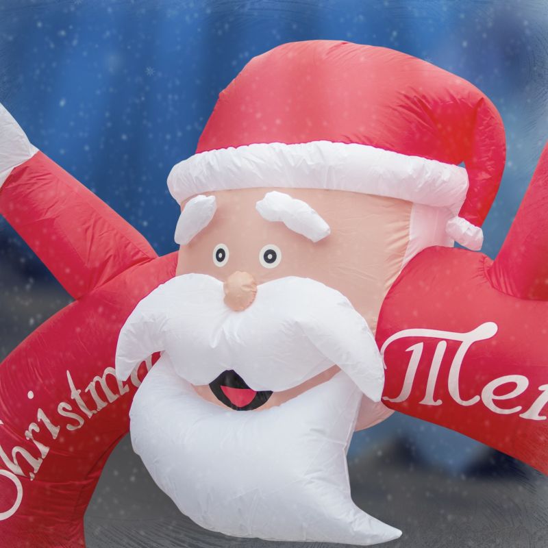 Figurina gonflabila cu pompa electrica inclusa, 240 cm inaltime, 3 Leduri decorative, Mos Craciun pergola poarta