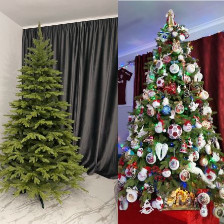 Brad de Craciun artificial, premium,  ramuri 3D PE, 220 cm, suport inclus,  Ego-Sw
