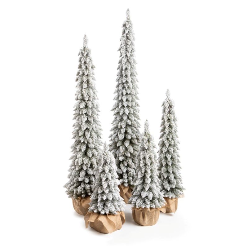 Brad artificial Slim, Nins, pe trunchi natural, 180 cm, suport inclus, Ego Interiors