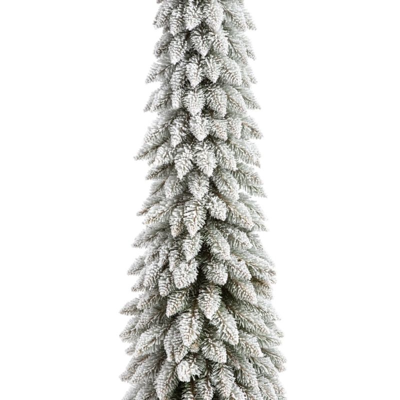 Brad artificial Slim, Nins, pe trunchi natural, 180 cm, suport inclus, Ego Interiors