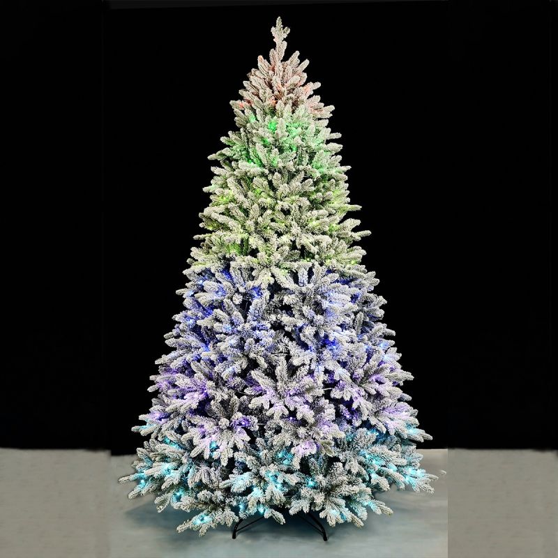 Brad artificial , Nins, ramuri 3D, Led RGB 32 moduri, 220 cm, telecomanda, suport metalic, 3170 crengute  Polar