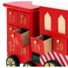 Decoratiune Craciun, Calendar Advent din lemn cu 24 sertare, Trenulet,  42x23 cm, Rosu, Ego