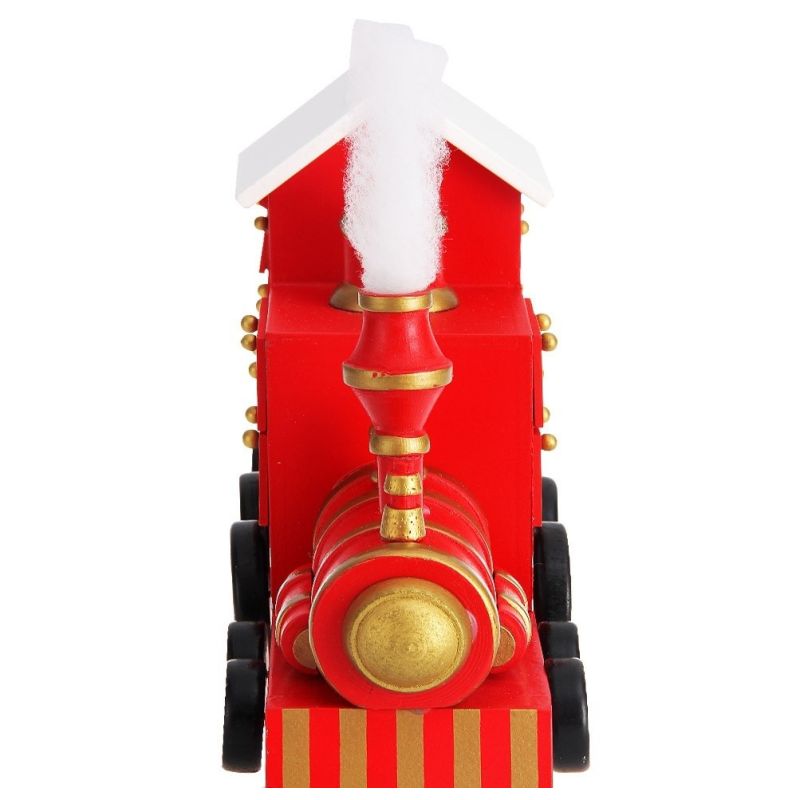 Decoratiune Craciun, Calendar Advent din lemn cu 24 sertare, Trenulet,  42x23 cm, Rosu, Ego