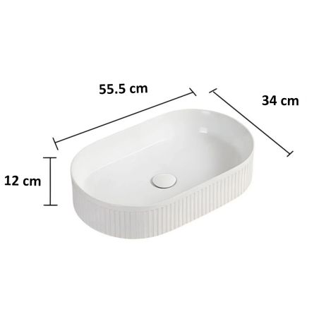 Lavoar, Alb Lucios, ceramica sanitara, 55x34 cm, montaj pe blat, Eliza