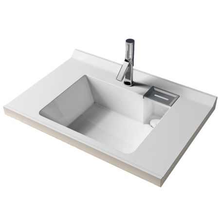 Lavoar, compozit mineral, montaj semi-incastrat, o gaura de baterie, suport de sapun si ventil alb inclus, 80x55 cm, Oslo