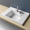 Lavoar, compozit mineral, montaj semi-incastrat, o gaura de baterie, suport de sapun si ventil alb inclus, 80x55 cm, Oslo