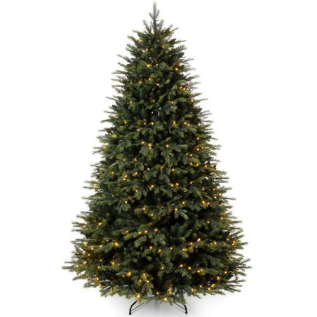 Brad de Craciun premium cu LED, ramuri 3D, dimensiune 220 cm, Normandian PE, suport metalic inclus