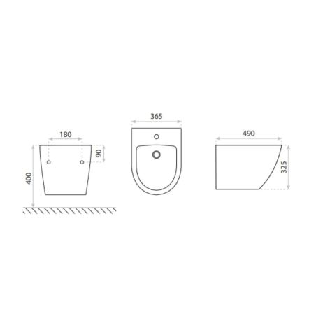 Set vas wc si bideu Ben, Gold Line, 49x36 cm montaj suspendat, capac duroplast, ceramica sanitara