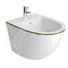 Set vas wc si bideu Ben, Gold Line, 49x37 cm montaj suspendat, capac duroplast, ceramica sanitara