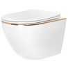 Set vas wc si bideu Ben, Gold Line, 49x37 cm montaj suspendat, capac duroplast, ceramica sanitara