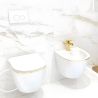 Set vas wc si bideu Ben, Gold Line, 49x36 cm montaj suspendat, capac duroplast, ceramica sanitara