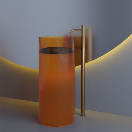 Lavoar stativ, freestanding, CristalMood, culoarea graului, transparent, 45x45x85 cm, ventil inclus, Sole