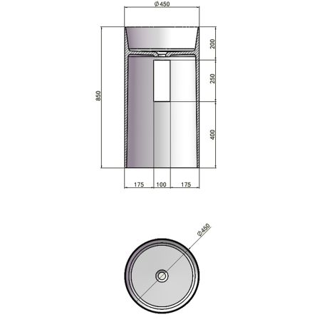 Lavoar stativ, freestanding, CristalMood, culoarea graului, transparent, 45x45x85 cm, ventil inclus, Sole