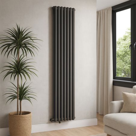 Calorifer vertical, otel, 188x44 cm, 2960 W, 7 elementi, Antracit, Eleganza