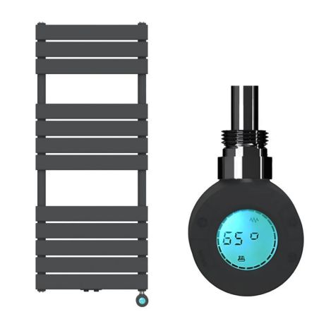 Calorifer electric din otel cu termostat digital LCD, Timer, Portprosop, Antracit, 120-140-160x50 cm, Nadir