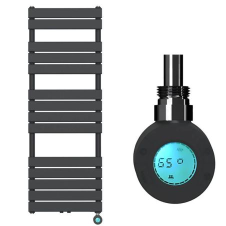 Calorifer electric din otel cu termostat digital LCD, Timer, Portprosop, Antracit, 120-140-160x50 cm, Nadir