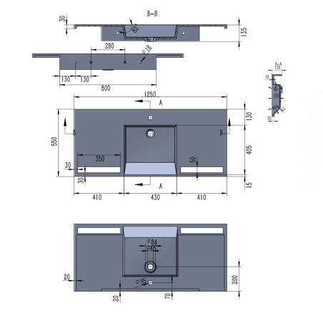 Lavoar, Alb Lucios, suport prosoape, compozit mineral , montaj suspendat pe perete sau semi-incastrat, 105-125x55 cm, Fuente