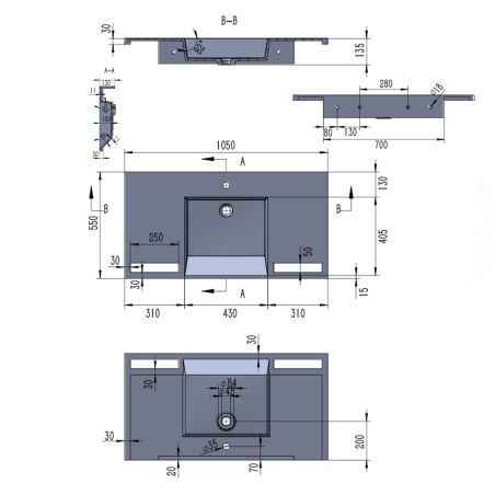 Lavoar, Alb Lucios, suport prosoape, compozit mineral , montaj suspendat pe perete sau semi-incastrat, 105-125x55 cm, Fuente