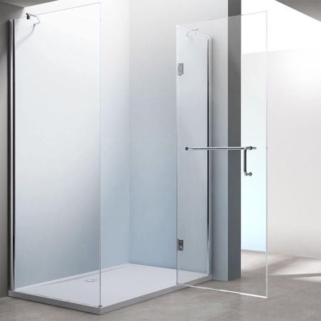 Cabina 04, perete fix si usa batanta, sticla securizata 6 mm, dimensiune 75-100x90-140 cm