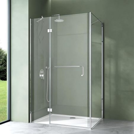 Cabina EGO-04, perete fix si usa batanta,sticla securizata 6 mm, dimensiune 100x90 cm