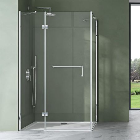 Cabina EGO-04, perete fix si usa batanta,sticla securizata 6 mm, dimensiune 100x90 cm