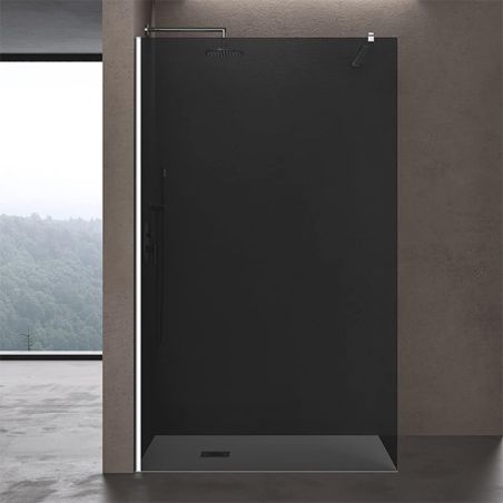 Perete dus Walk-In, sticla securizata finisaj Grafit 10 mm, dimensiuni 100, 120, 140 cm, Lotus Efect, Sicilia