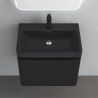 Mobilier baie din Mdf vopsit, lavoar din compozit, inchidere Soft-Close, 60x42x50 cm, Negru Mat, Verona