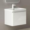 Mobilier baie din Mdf vopsit, lavoar din compozit, inchidere Soft-Close, 60x42x50 cm, Alb Lucios, Verona