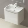 Mobilier baie din Mdf vopsit, lavoar din compozit, inchidere Soft-Close, 60x42x50 cm, Alb Lucios, Verona