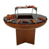 Gratar pe lemn cu plita mare din fonta, Vatra de foc, Multifunctional, din otel corten,  dia 100xH 70 cm, AshCraft