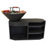 Gratar pe lemn,3 rafturi, cu plita mare din fonta, suport lemne, otel corten, dia 85x130x100 cm, Negru, Solis