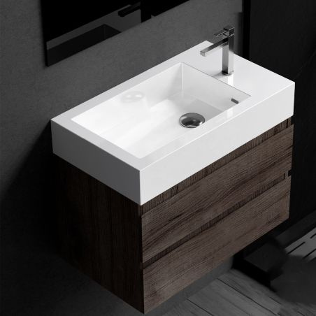 Lavoar Zita, Resigilat, compozit mineral, montaj suspendat sau pe blat, gaura de baterie pe dreapta 62x35 cm