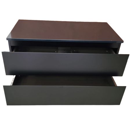 Mobilier baie, montaj suspendat, MDF infoliat negru mat, 2 sertare, inchidere Soft Close, dimensiune 99x49 cm, Nero