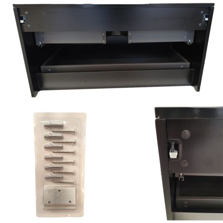 Mobilier baie, montaj suspendat, MDF infoliat negru mat, 2 sertare, inchidere Soft Close, dimensiune 99x49 cm, Nero