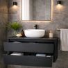 Mobilier baie, montaj suspendat, MDF infoliat negru mat, 2 sertare, inchidere Soft Close, dimensiune 99x49 cm, Nero