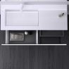 Mobilier baie din Mdf, front cu design riflat, lavoar din compozit, inchidere Soft-Close, 120x46x49 cm, Alb, Evo