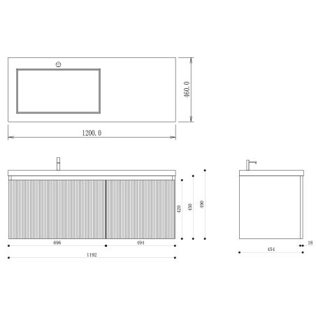Mobilier baie din Mdf cu lavoar din compozit, inchidere Soft-Close, 120x46x49 cm, Alb Mat, Evo