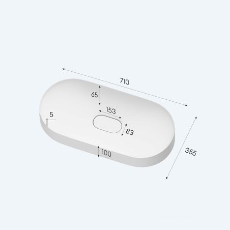 Lavoar EGO 826, Alb Mat, scurgere ascunsa, 71x35.5 cm, compozit marmura, montaj pe blat