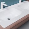 Lavoar dublu EGO 04, Alb lucios, 120 sau 144 cm, montaj  semi-incastrat, compozit marmura, cu doua gauri de baterie
