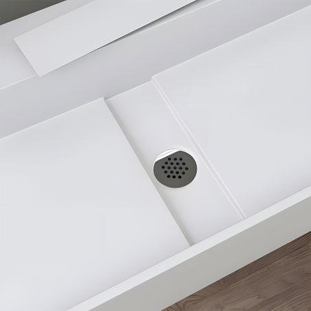 Lavoar 6028, Alb Lucios, 120x40 cm, scurgere ascunsa, fara gaura de baterie, montaj pe blat, compozit mineral