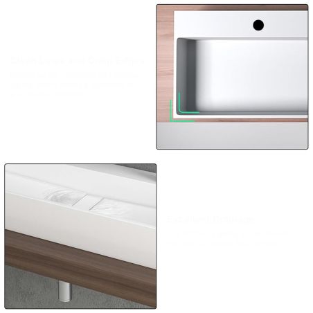 Lavoar 6028, Alb Lucios, 120x40 cm, scurgere ascunsa, cu 2 gauri de baterie, montaj pe blat, compozit mineral