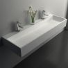 Lavoar 6028, Alb Mat, 120x40 cm, scurgere ascunsa, cu 2 gauri de baterie, montaj pe blat, compozit mineral