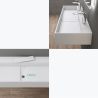 Lavoar 6028, Alb Lucios, 120x40 cm, scurgere ascunsa, cu 2 gauri de baterie, montaj pe blat, compozit mineral